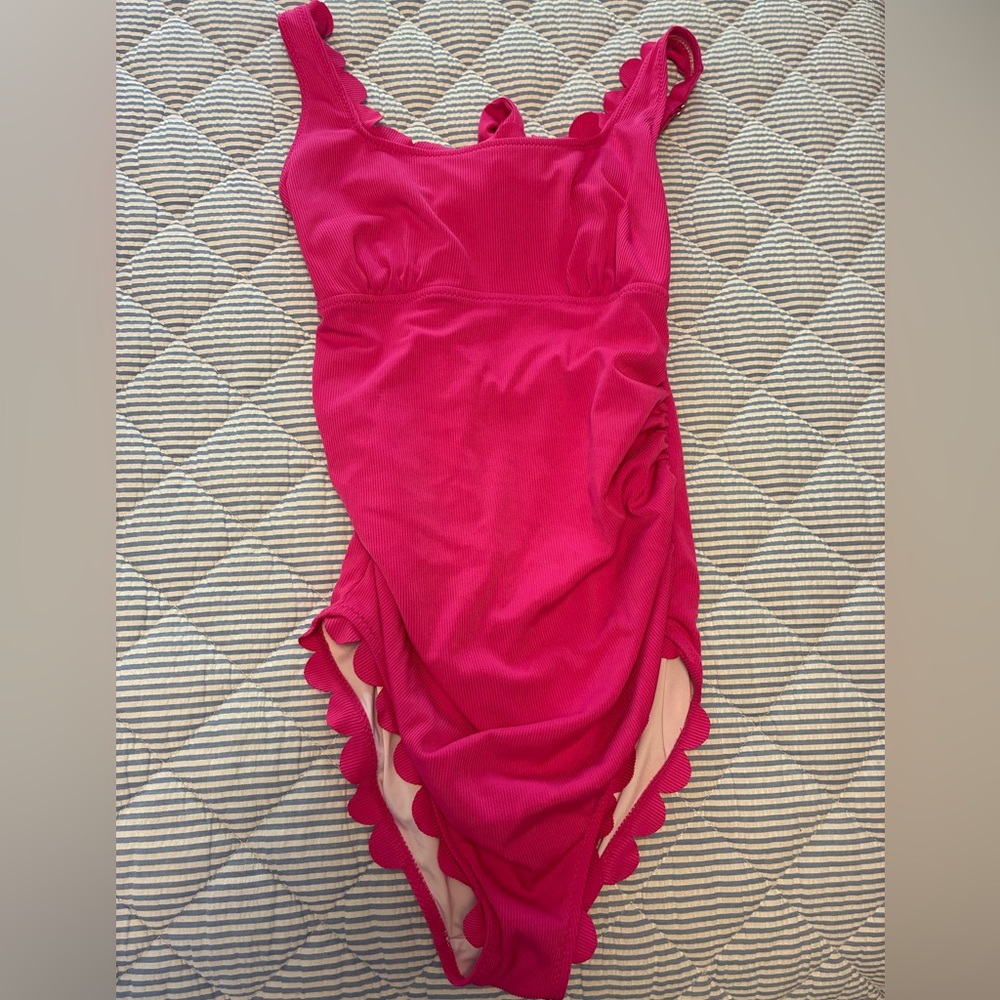 Pink Scalloped One-Piece maternity Swimsuit